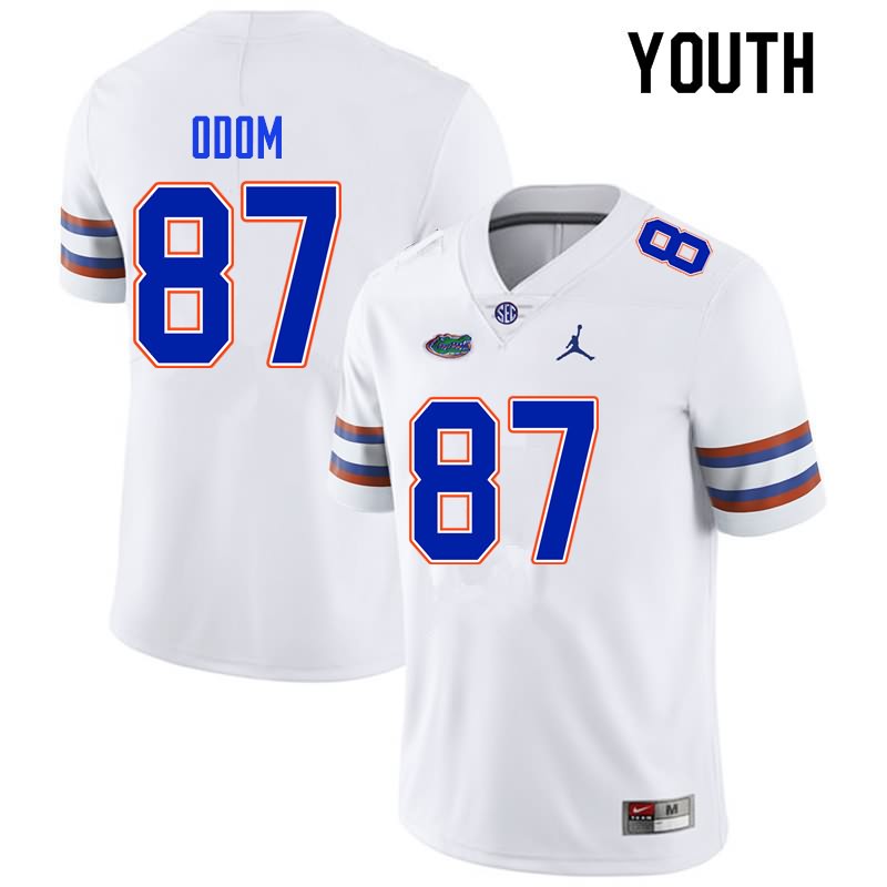 NCAA Florida Gators Jonathan Odom Youth #87 Nike White Stitched Authentic College Football Jersey KDX3464UD